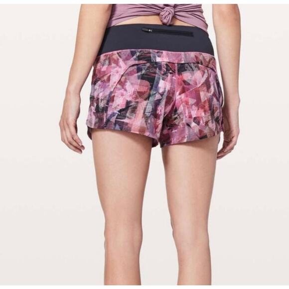 Lululemon Run Times Short II 4" - Sun Dazed Multi Pink / Black | Size 4 - Picture 2 of 11